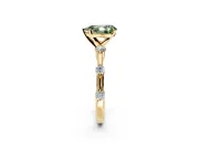 Solitaire Engagement Ring Setting for Fancy Green Pear-Shaped Center with Bezel Station Band and Prong Head in Yellow Gold