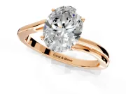 Solitaire Engagement Ring Setting for Oval Center with Plain Bypass Twist Band and Prong Head in Rose Gold