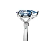 Solitaire Engagement Ring Setting for Fancy Blue Pear-Shaped Center with Straight Thin Band and Prong Head in Platinum