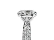 Solitaire Engagement Ring Setting for Oval Center with Multi-Row Accents and Prong Head in Platinum