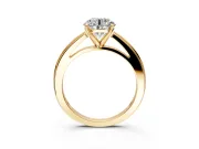 Solitaire Engagement Ring Setting for Round Cut Center with Flat-Sided Plain Band and Prong Head in Yellow Gold