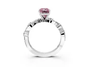 Solitaire Engagement Ring Setting for Fancy Pink Radiant Cut Center with Bar-Station Pave Twist and Prong Head in Platinum