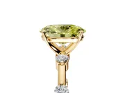 Solitaire Engagement Ring Setting for Fancy Yellow Oval Center with Bezel Station Band and Prong Head in Yellow Gold