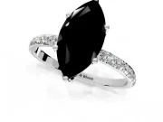 Solitaire Engagement Ring Setting for Fancy Black Marquise Center with Fine Pave Accents and Prong Head in Platinum