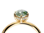 Hidden Halo Engagement Ring Setting for Fancy Green Marquise Center with Thin Round-Wire Band and Prong Head in Yellow Gold