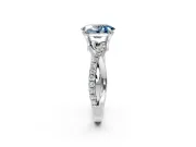Solitaire Engagement Ring Setting for Fancy Blue Oval Center with Half-Pave Crossover Band and Prong Head in Sterling Silver