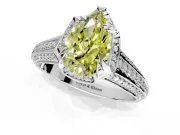 Solitaire Engagement Ring Setting for Fancy Yellow Pear-Shaped Center with Accented Split Shank and Prong Head in Sterling Silver