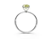 Solitaire Engagement Ring Setting for Fancy Yellow Oval Center with Straight Thin Band and Prong Head in White Gold