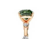 Solitaire Engagement Ring Setting for Fancy Green Cushion Cut Center with Bezel Station Band and Prong Head in Rose Gold