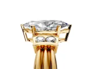 Solitaire Engagement Ring Setting for Marquise Center with Grooved Bar Accent Band and Prong Head in Yellow Gold