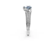 Solitaire Engagement Ring Setting for Fancy Blue Heart-Shaped Center with Accented Split Shank and Prong Head in Sterling Silver