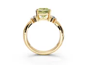 Solitaire Engagement Ring Setting for Fancy Yellow Princess Cut Center with Grooved Bar Accent Band and Prong Head in Yellow Gold