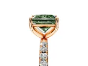 Solitaire Engagement Ring Setting for Fancy Green Princess Cut Center with Micro Pave Band and Prong Head in Rose Gold