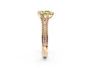 Solitaire Engagement Ring Setting for Fancy Yellow Pear-Shaped Center with Pave Rail Split Shank and Prong Head in Rose Gold