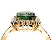 Starburst Halo Engagement Ring Setting for Fancy Green Princess Cut Center with Flat Cathedral Band and Prong Head in Yellow Gold
