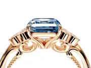 Cluster Engagement Ring Setting for Fancy Blue Asscher Cut Center with Bezel Accent Clusters and Prong Head in Rose Gold