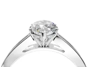 Solitaire Engagement Ring Setting for Marquise Center with Princess Cut Channel Band and Prong Head in White Gold