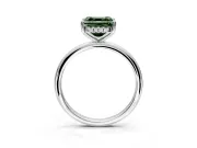 Hidden Halo Engagement Ring Setting for Fancy Green Asscher Cut Center with Thin Round-Wire Band and Prong Head in Sterling Silver
