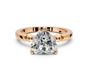 Solitaire Engagement Ring Setting for Heart-Shaped Center with Beaded Shoulders and Prong Head in Rose Gold