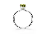 Hidden Halo Engagement Ring Setting for Fancy Yellow Radiant Cut Center with Thin Rounded Band and Prong Head in Platinum