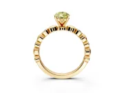 Solitaire Engagement Ring Setting for Fancy Yellow Pear-Shaped Center with Beaded Bezel Station Band and Prong Head in Yellow Gold
