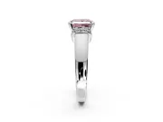 Solitaire Engagement Ring Setting for Fancy Pink Princess Cut Center with Wide Band, Pave Collar and Prong Head in Platinum