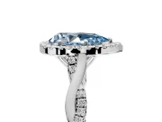 Halo Engagement Ring Setting for Fancy Blue Pear-Shaped Center with Twist Band and Prong Head in Sterling Silver