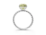 Solitaire Engagement Ring Setting for Fancy Yellow Princess Cut Center with Plain Twisted Rope Band and Prong Head in Sterling Silver