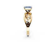 Solitaire Engagement Ring Setting for Fancy Blue Radiant Cut Center with Criss-Cross Accent Band and Prong Head in Yellow Gold