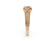 Solitaire Engagement Ring Setting for Round Cut Center with Accented Split Shank and Prong Head in Rose Gold