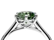 Solitaire Engagement Ring Setting for Fancy Green Round Cut Center with Cathedral Band and Prong Head in Platinum