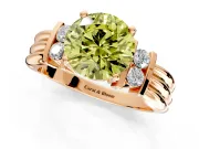 Solitaire Engagement Ring Setting for Fancy Yellow Round Cut Center with Grooved Bar Accent Band and Prong Head in Rose Gold