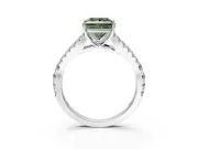 Solitaire Engagement Ring Setting for Fancy Green Princess Cut Center with Pave Split Shank and Prong Head in White Gold