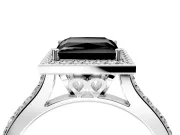 Halo Engagement Ring Setting for Fancy Black Princess Cut Center with Pave Accents, Heart Basket and Prong Head in White Gold