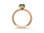 Rope Engagement Ring Setting for Fancy Green Cushion Cut Center with Accent Shoulders and Prong Head in Rose Gold