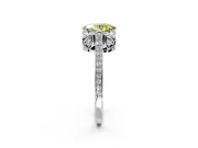 Cathedral Engagement Ring Setting for Fancy Yellow Oval Center with Antique-Style Pave Band and Prong Head in Sterling Silver