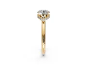 Hidden Halo Engagement Ring Setting for Round Cut Center with Plain Rounded Band and Prong Head in Yellow Gold