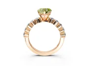 Shared-Prong Engagement Ring Setting for Fancy Yellow Heart-Shaped Center with Graduated Accents and Prong Head in Rose Gold