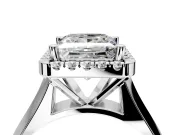 Halo Engagement Ring Setting for Princess Cut Center with Square Band and Prong Head in Platinum