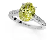 Solitaire Engagement Ring Setting for Fancy Yellow Oval Center with Crossover Accents and Prong Head in Platinum