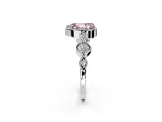 Vintage Station Engagement Ring Setting for Fancy Pink Pear-Shaped Center with Accents and Prong Head in Platinum
