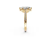 Floral Engagement Ring Setting for Marquise Center with Four Accent Clusters and Prong Head in Yellow Gold