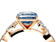 Floral Engagement Ring Setting for Fancy Blue Asscher Cut Center with Trailing Marquise Accents and Prong Head in Rose Gold