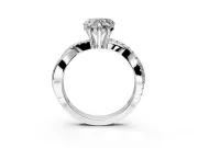Solitaire Engagement Ring Setting for Heart-Shaped Center with Half-Pave Crossover Band and Prong Head in White Gold