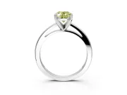 Solitaire Engagement Ring Setting for Fancy Yellow Oval Center with Basket Rail and Prong Head in White Gold