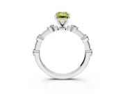 Solitaire Engagement Ring Setting for Fancy Yellow Emerald Cut Center with Bezel Station Band and Prong Head in Platinum