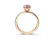 Solitaire Engagement Ring Setting for Fancy Pink Oval Center with Shared-Prong Accents and Prong Head in Rose Gold