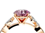 Floral Engagement Ring Setting for Fancy Pink Round Cut Center with Trailing Marquise Accents and Prong Head in Rose Gold