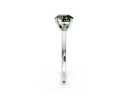 Solitaire Engagement Ring Setting for Fancy Green Round Cut Center with Basket Rail and Prong Head in Sterling Silver
