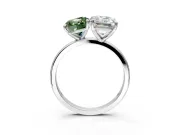 Fancy Green Cushion Cut and Emerald Cut Lab-Grown Diamond Toi et Moi Engagement Ring with Prong-Set Stones in Platinum